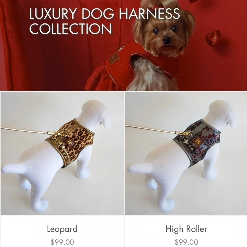 Haute Hounds Luxury Dog Harness Small Red Rhinestone Croc Faux Patent Leather